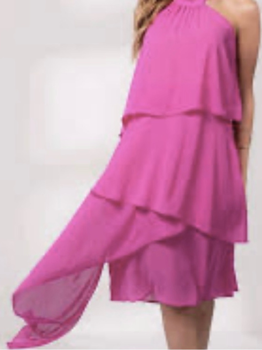 SLNY Pink Tiered Chiffon NWT Dress